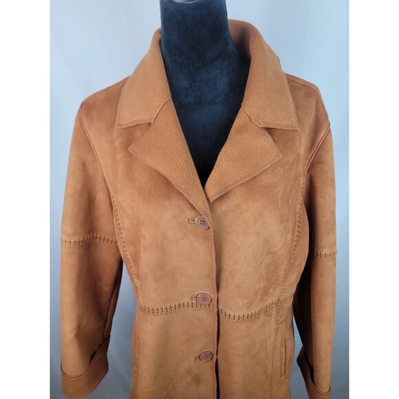 Vintage Weatherproof Womens Faux Suede Chestnut Camel Jacket Size L - Picture 2 of 10